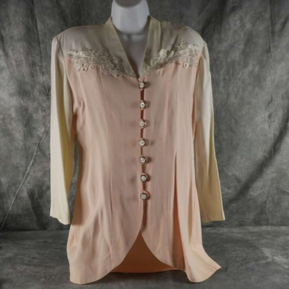 EUC Perceptions Pink Solid VINTAGE Jacket Size 9/10 Rose‎ Buttons ANB